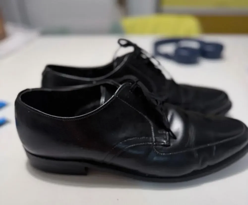 Johnston & Murphy Executive Imperial Black Leather Split Toe Derby Shoes Mens 10